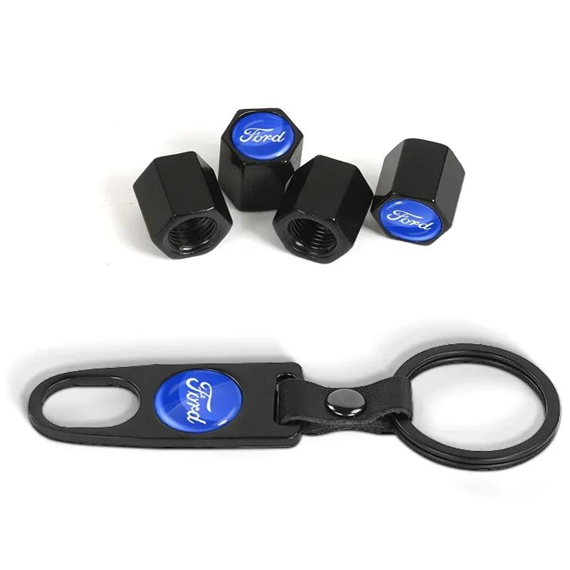 Car Tire Wheel Valve Caps Cover Suede Car Key Chain Ring Keychain Car for Ford Focus Fiesta EcoSport ESCORT Ranger Mustang