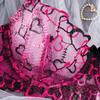 New Love Embroidery Sweet Sexy Mesh Bra Sex Underwear Set