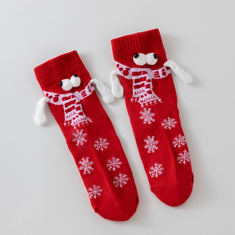 Cute Black and White Mid-Calf Magnetic Couple Socks