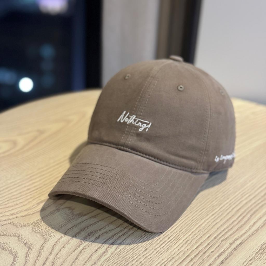 Korean-style Versatile Vintage Washed Cotton Soft-top Baseball Cap, Couple's Sunshade Cap with Simple Letter Embroidery, Trendy Duckbill Cap