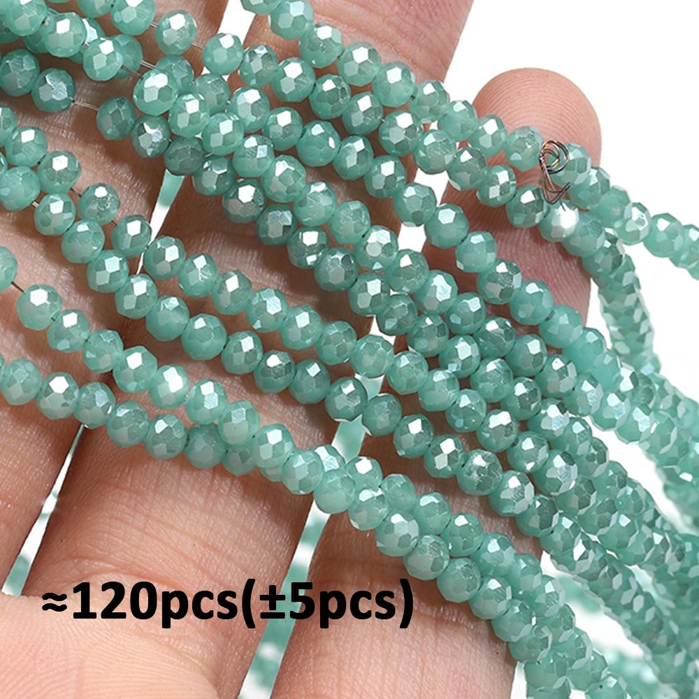 120pcs Crystal Czech Glass Beads Rondelle Austria Faceted Loose Spacer Round Beads for Bracelet Jewelry Making DIY