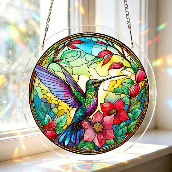 Acryl Puzzle Sonnenfänger, Buntglas-Stil Fensterhänge-Dekoration, Farbenfrohes DIY Sonnenfänger-Set für Haus, Garten, Terrasse, Geschenk für Mama Frauen