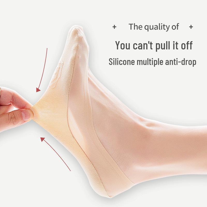 Ice Silk Women's No-Show Boat Socks - Non-Slip, Invisible, Thin Style for Spring and Autumn