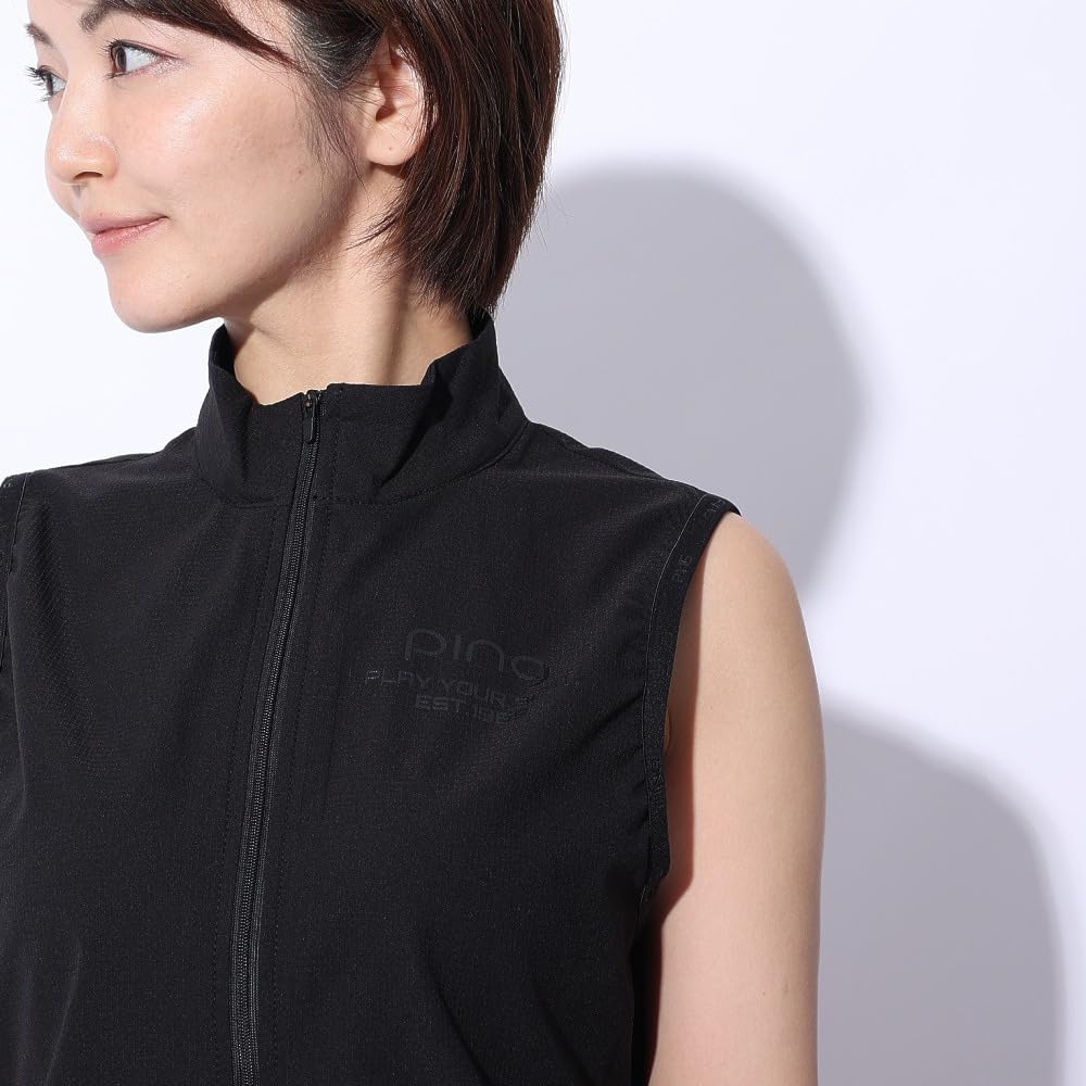 2WAY full zip blouson antibacterial and Golf outerwear LL [Pin Apparel] Women's (removable sleeves, deodorizing) / / 622-4120200 010_Black