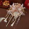 Phoenix Embroidery Bridal Fan DIY Kit: Double-Sided Chinese Style with Fireworks Pattern