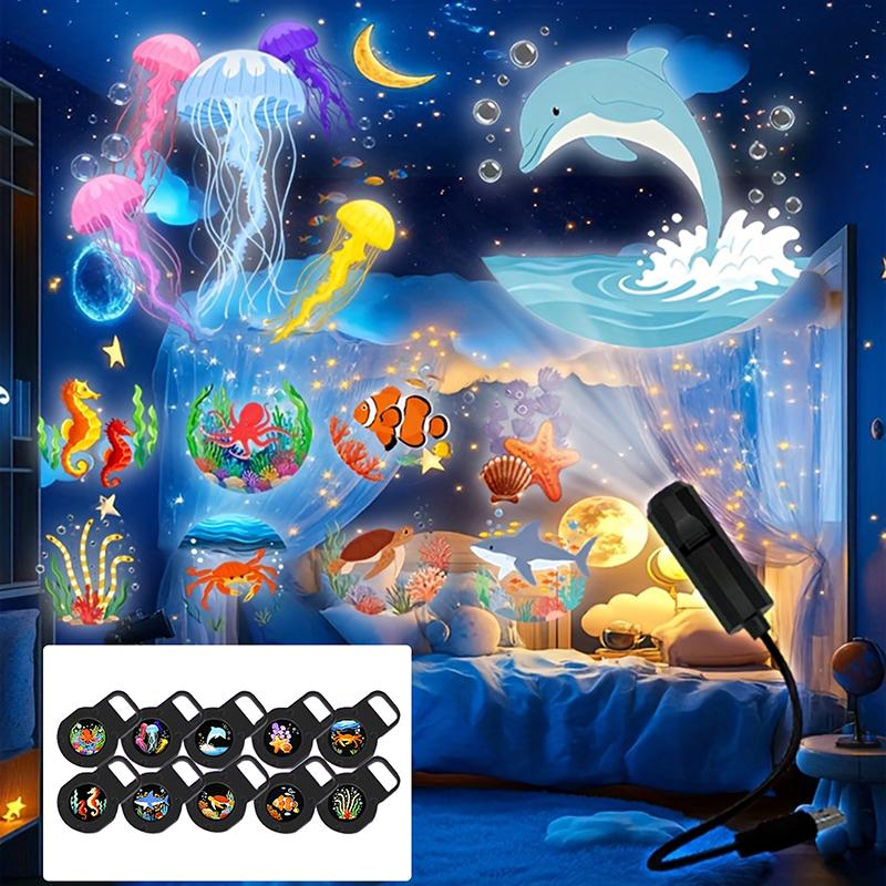 Multi Color LED USB Ocean Life Projection Light Projector Lamp for Party Kids Night Nursery Room Decor