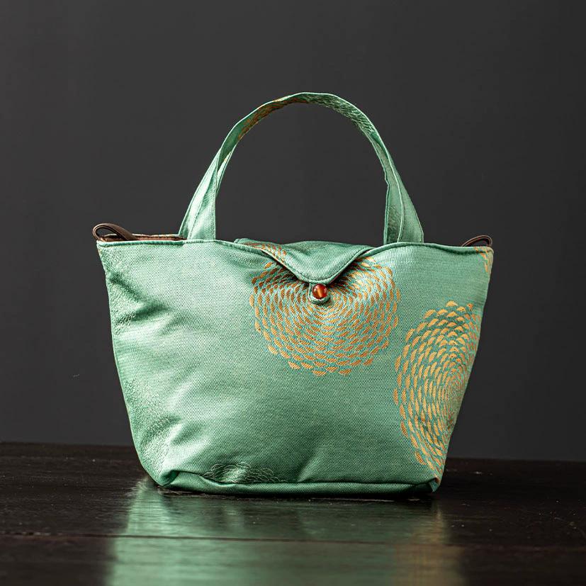 Brocade Travel Tea Set Bag,Portable Japanese Style Quick Tea Cup Organizer , Multi-functional Tea Set Carry Bag