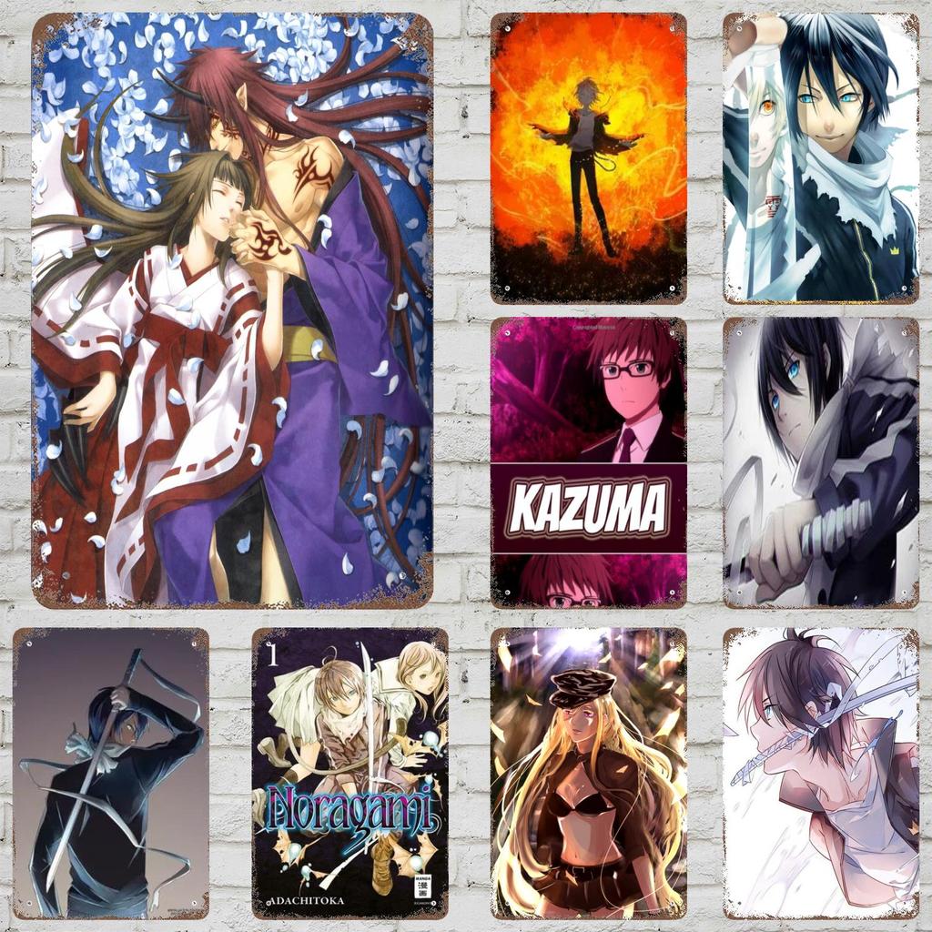 Noragami Anime Manga Segni di Latta Metallici Vintage Poster Decorazioni Placca Metallica Retrò Decorazioni per Pareti per Garage Bar