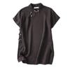 2025 Summer Women's Dark Coffee Chinese Style Short Sleeve Shirt