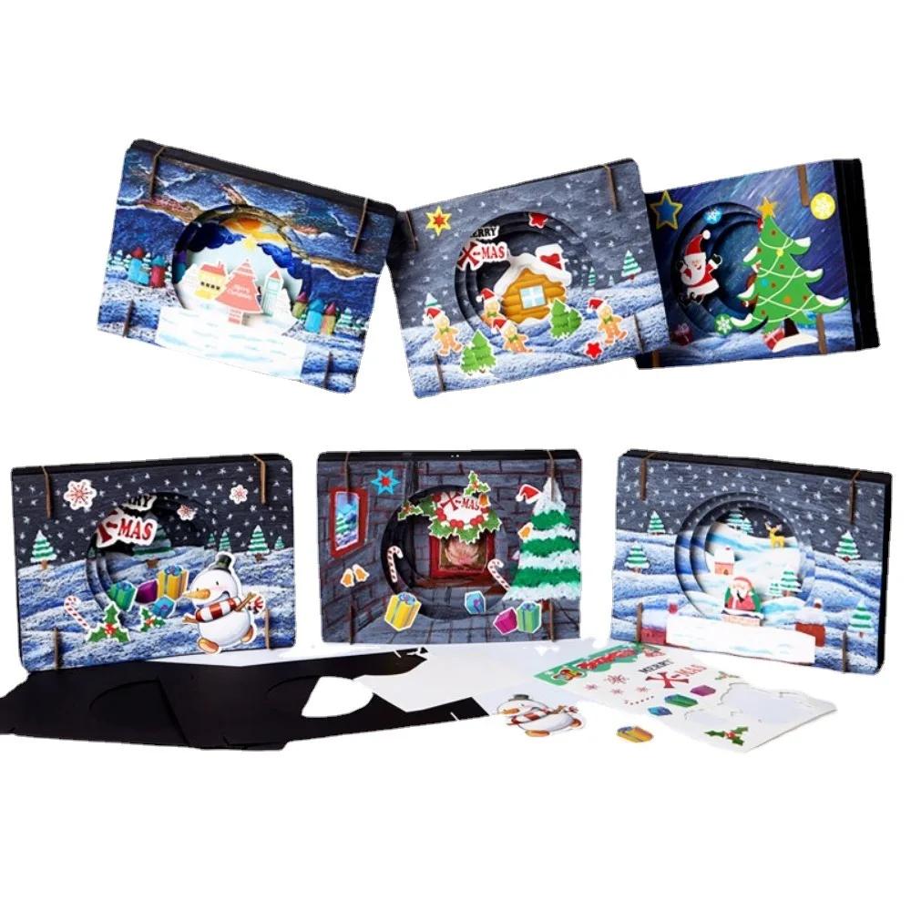 Kids DIY Craft Toys Xmas Theme Handmade Kids Crafts Drawing Toy Painting Craft Kit Educational Toys for Children Christmas Gifts