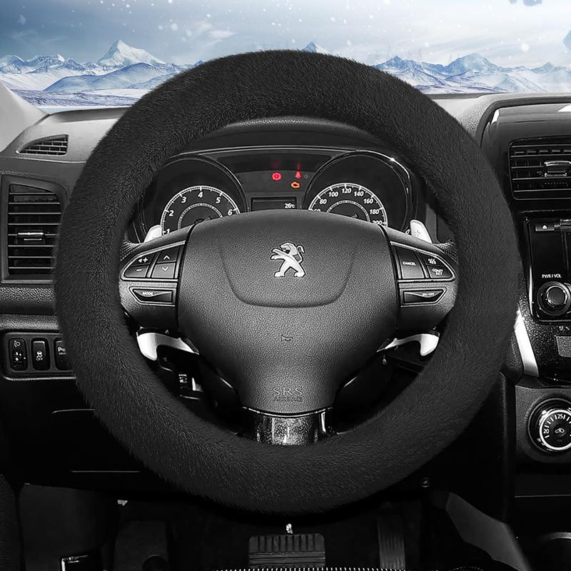 Suitable for Peugeot Long Plush Steering Wheel Cover, Fashionable Autumn and Winter Warm Non-Slip Protective Cover 208 2008 308 508 5008 408 4008