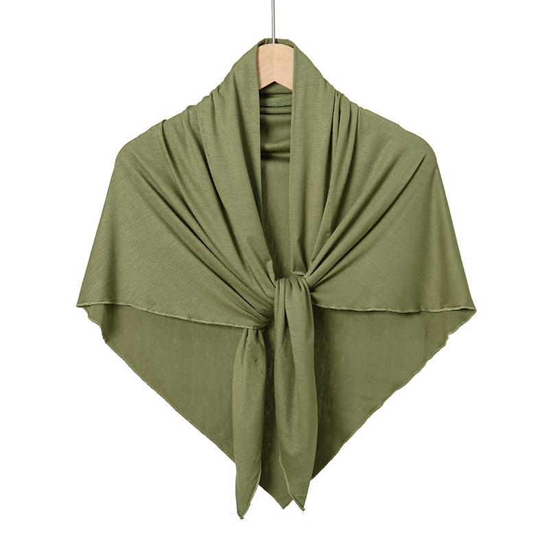 Solid Color Cotton Triangle Scarf Muslim Hijab Shawls Woman Soft Wraps Lady Fashion Causal Turban Islamic Jersey Headband