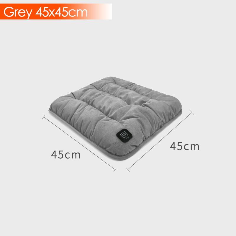 USB 5V Electric Heating Cushion 3-Speed Adjustable Thermostat Heating Pad Office Car Seat Body Winter Warmer Pet Heated Cushion Grey 45x45cm