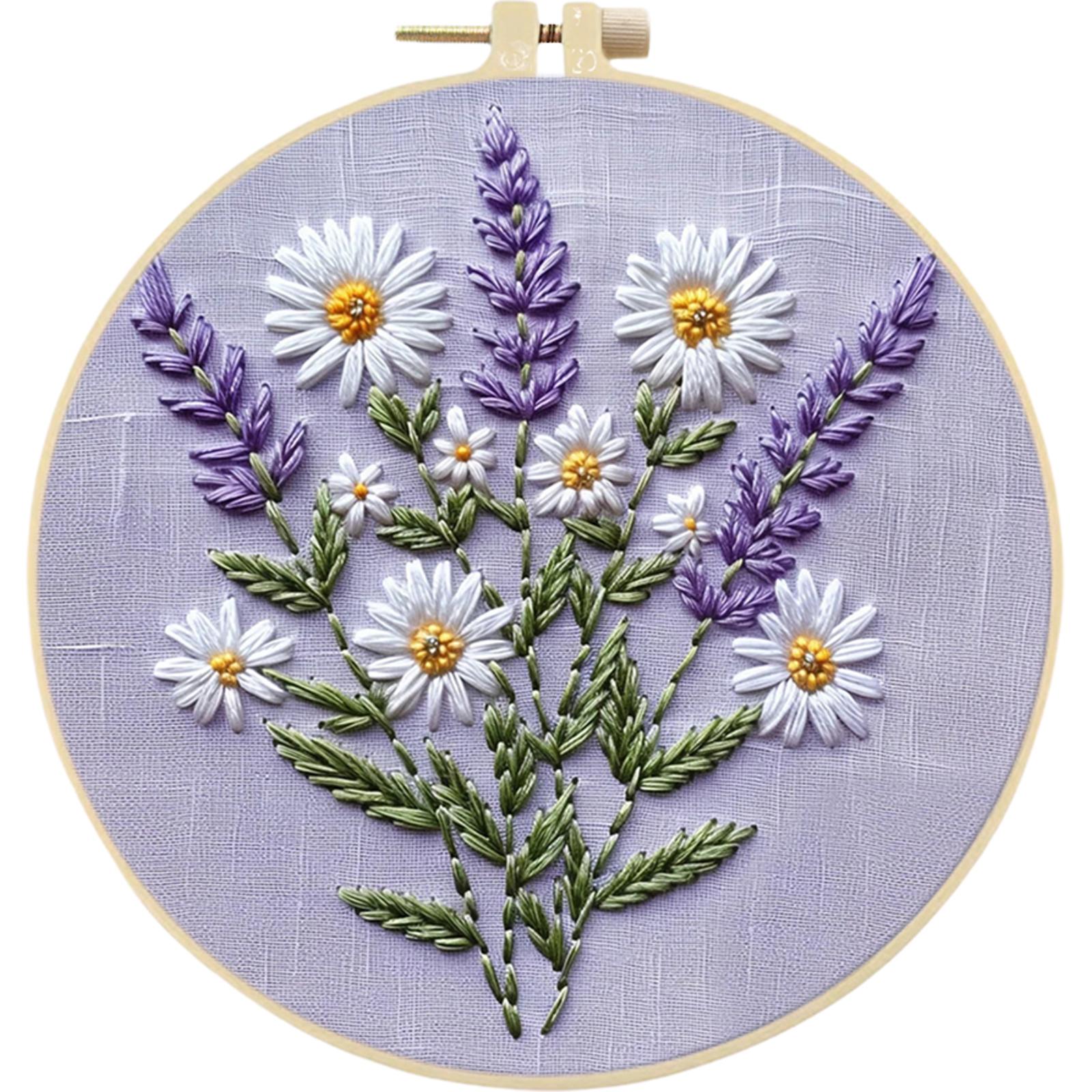 

Цветочный Хлопок Штампованная Вышивка Крестом Набор для Начинающих DIY лавандовый