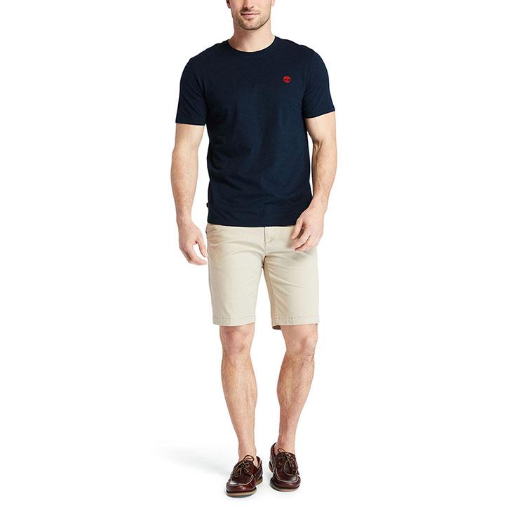 Timberland Casual Embroidered Logo Solid Color Round Neck Short Sleeve T-Shirt Men T-Shirts Deep-Sapphire-Blue A2ER7-433