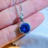 Korean Rhinestone Round Bag Pendant Necklace - Red Corundum Princess Style, European/American Jewelry for Qixi Valentine's Day