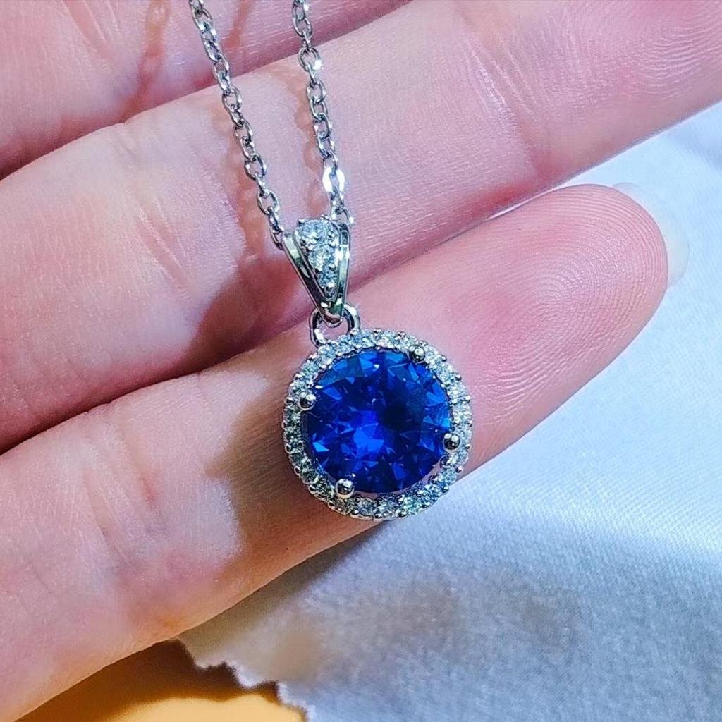 Korean Rhinestone Round Bag Pendant Necklace - Red Corundum Princess Style, European/American Jewelry for Qixi Valentine's Day