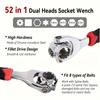 52-in-1 Tiger Wrench Hand Tools Socket Works With Spline Bolts 360 Degree Universial Furniture Car Repair Spanner