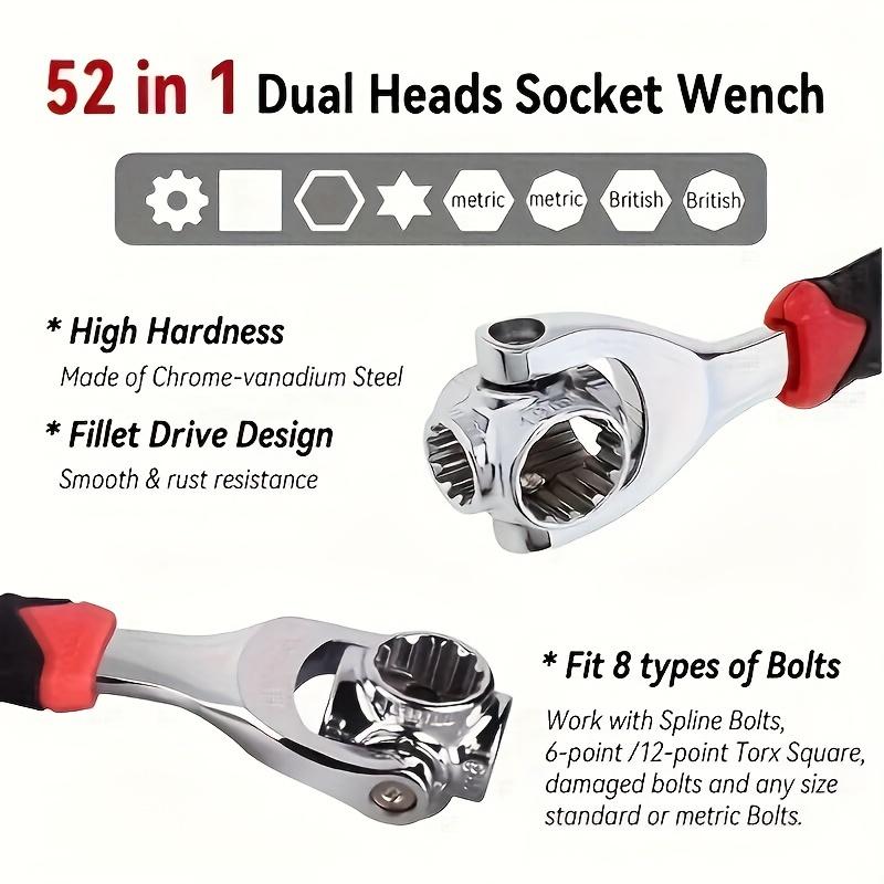 52-in-1 Tiger Wrench Hand Tools Socket Works With Spline Bolts 360 Degree Universial Furniture Car Repair Spanner
