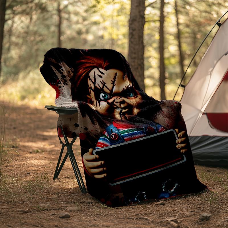 Chucky Theme Printed Blanket - Perfect for Couch, Bed, Travel & Outdoor Use | Machine Washable, Cozy & Durable.