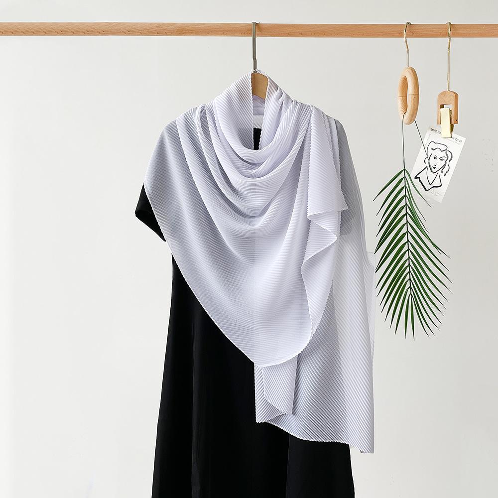 Imitace hedvábí Dlouhý plisovaný hedvábný šátek Velký čtvercový šátek Jednobarevný Monochromatický Imitace bavlny a lnu Šátek Omotávka Šátek na hlavu