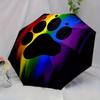 Automatic Open/Close Umbrella with Rainbow Paw Print Design - 8-Rib Windproof Folding Umbrella, Portable Compact Rain Umbrella