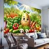 2D Flat Surface 1 Piece of Cute Smiling Potato Polyester Photo Background Cloth Indoor and Outdoor Party Banner
