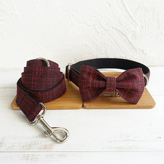 MUTTCO Dog Collar and Leash Set with Bow Tie - UDC-006 XL