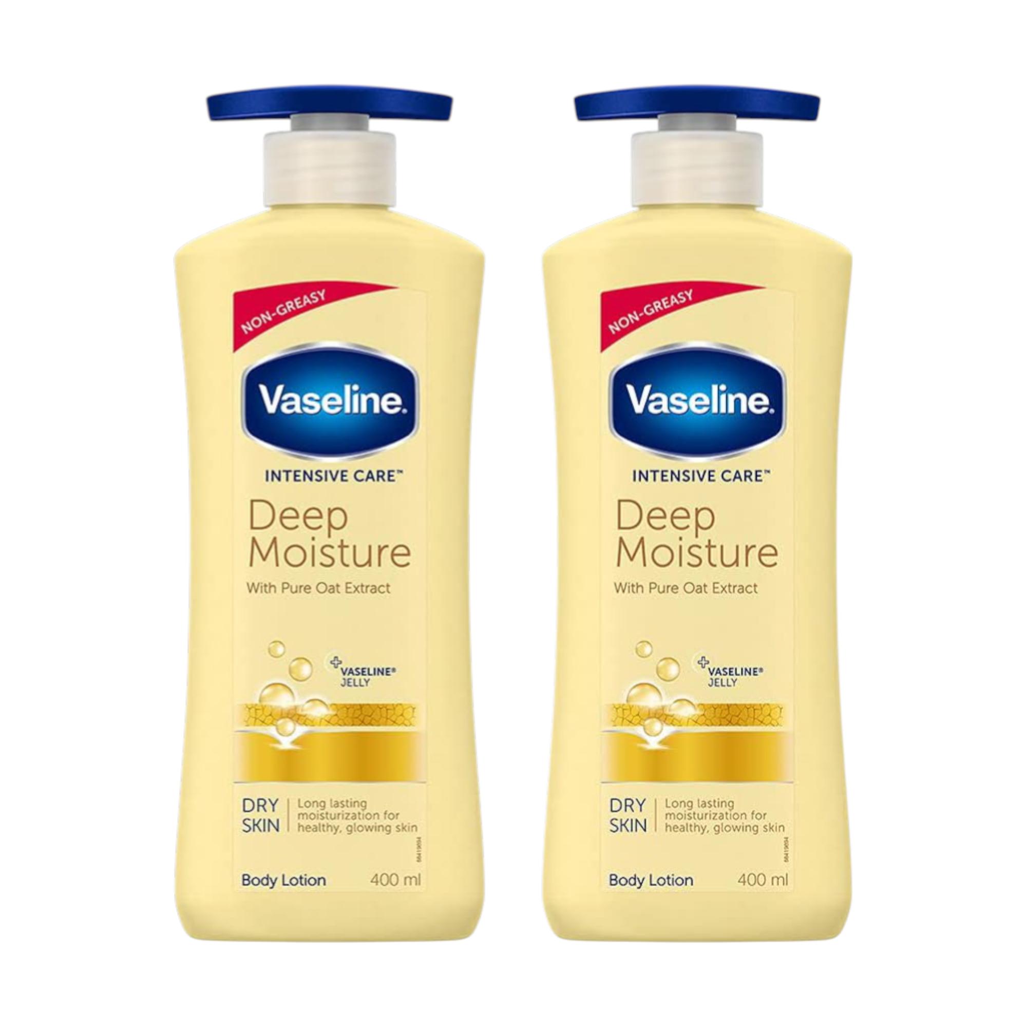 Vaseline Intensive Care Deep Moisture Body Lotion 400 ml X Pack of 2 for Soft Glowing Skin Daily Use