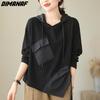 DIMANAF 2023 Plus Size Tröjor Pullover Höst Oversize Dam Mönster Asymmetriska Tröjor Helärmad Stickad Lös Tröja