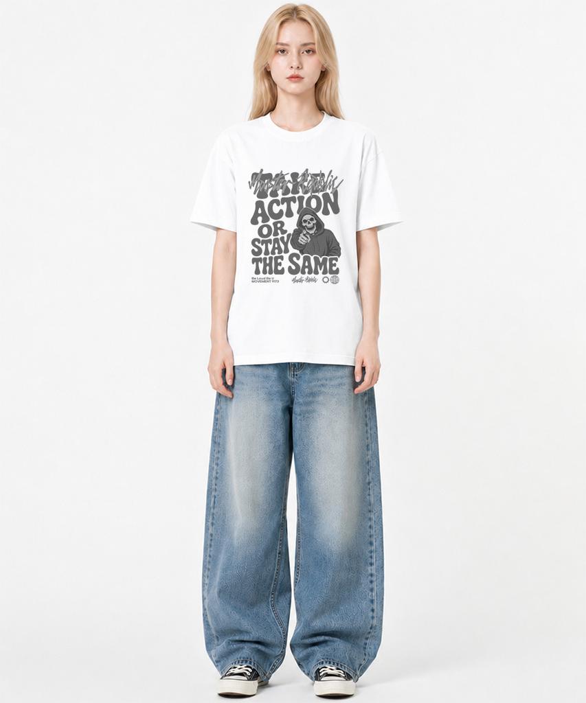MONSTER REPUBLIC Take Action Gray T-Shirt White_9173