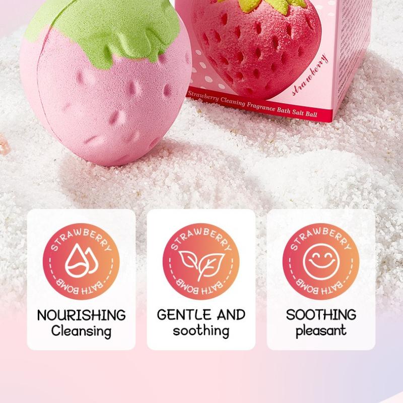 Strawberry Cleansing Fragrance Bath Salt Ball 155g Cleansing Body Bath Salt Ball Skin Care Products