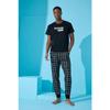 Marineblaues „Hello Summer“-Pyjama-Set mit kurzen Ärmeln und Aufdruck für Herren