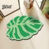 Green Leaf Floor to Clean Irregular Shaped 3D Rug Mat Realistic Anti Easy Slip Doormat