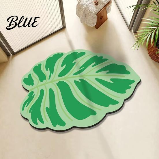 Green Leaf Floor to Clean Irregular Shaped 3D Rug Mat Realistic Anti Easy Slip Doormat