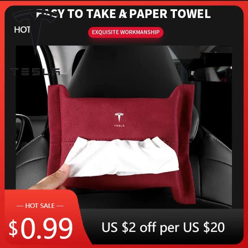 Car Sticker Tesla Car Tissue Box Holder Sun Visor Seat Back Car Accessories for Tesla Model 3 S X Y 2022 Style Roadster Invader