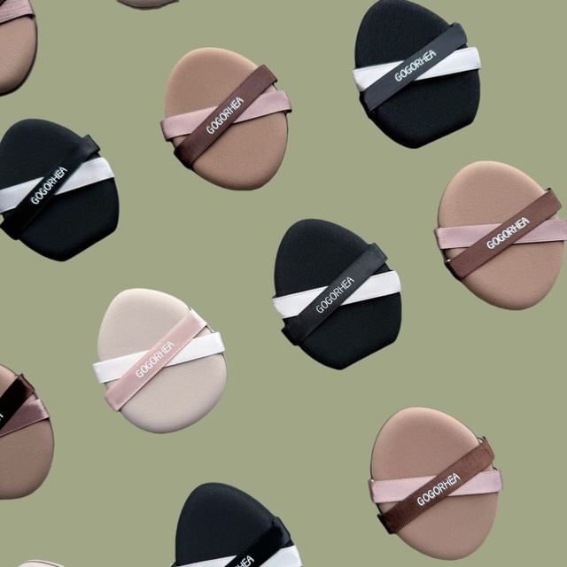 Rhea - Set of 6: Powder Puff with Case Black & Coffee