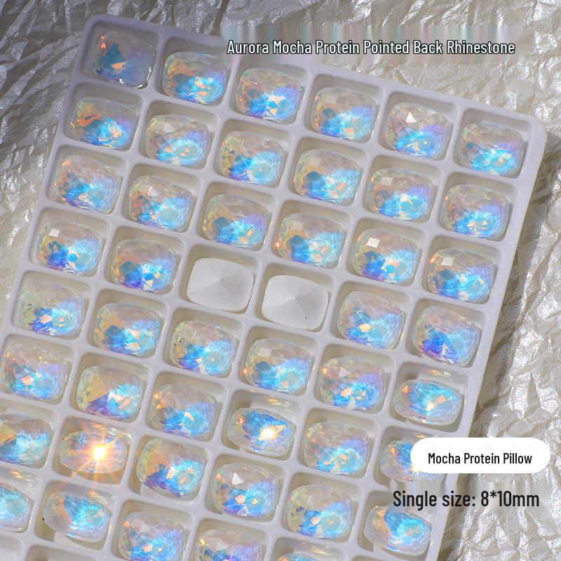 Nail Art Mocha Aurora: 3D Glänzender Kristallglasschmuck für Atemberaubende Blaulicht-Dekoration