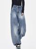 Años 90 Azul High Street Jeans Sueltos Mujer Estilo Americano Lavado Vintage Pantalones Anchos Básicos Simples Casuales Moda Pantalones Holgados