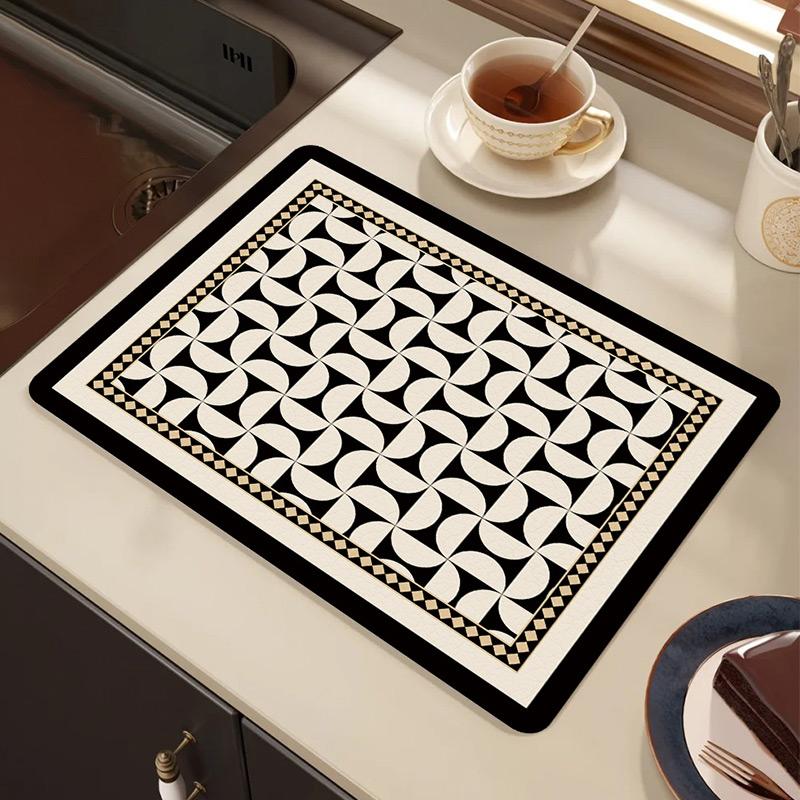 Kitchen Drain Mat Countertop Diatom Mud Absorbent Mat Dishes Water Control Mat Coffee Mat Desktop Insulation Tea Mat