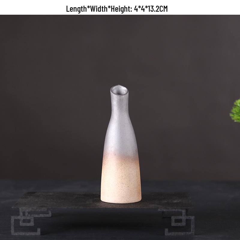Zen Retro Ceramic Vase: Simple Antique Pottery for Dried Flowers, Small Table Ornament, or Hydroponic Plant Container for Living Room.