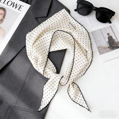 Polka Dot Triangle Scarf Silk Scarf Women's Spring Summer Fashionable Versatile Thin Neck Scarf High Sense Travel Tied Hair Headscarf