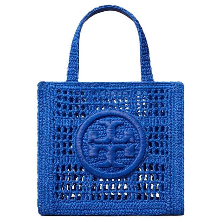 

Tory Burch Ella Handcrafted Crochet Raffia Tote Bag Women tote Evening-Blue 160477-462 Basic Set (Bag+Dust Bag)