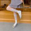 Balletcore Lace-Up Socks with Ruffled Cuff, Sweet Lolita Ribbed Crew Socks for Women, Y2K Aesthetic Leg Warmers Accessories