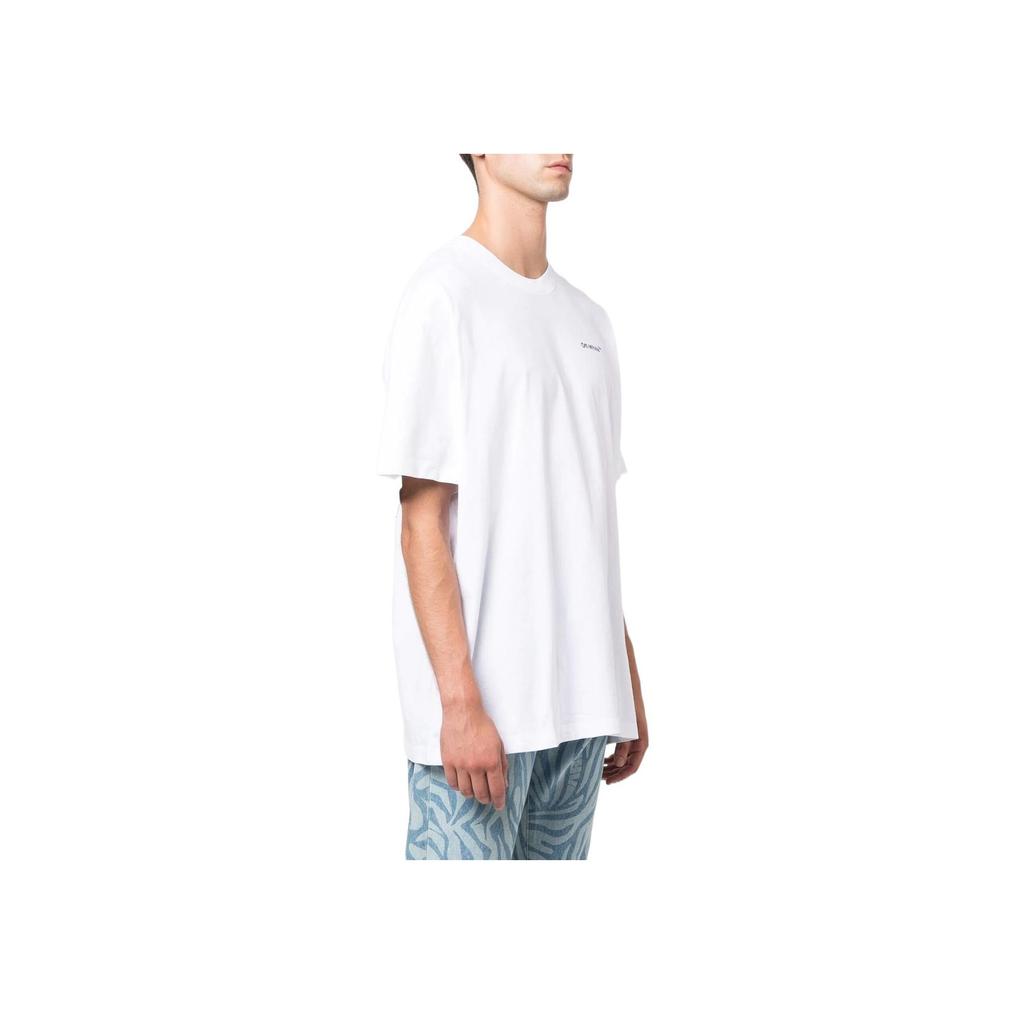 Off-White Arrows Logo Print Tee White Men Tops OMAA038C99JER0080110