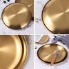 Retro Metal Gold Kitchen Fruit Round Serving Dish Kitchen Tableware Cake Tray Dining Plate