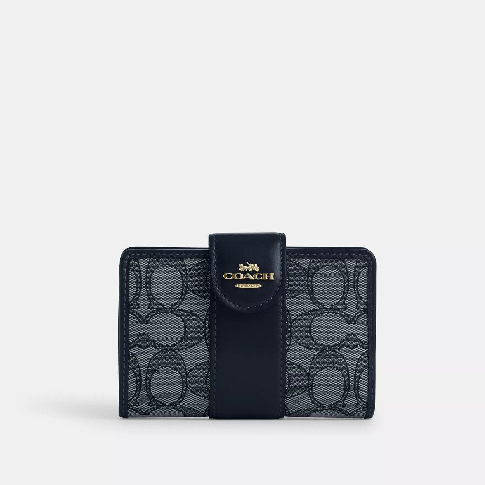 

Coach Medium Corner Zip Wallet In Signature Jacquard Navy Midnight Navy One Size