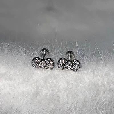 Exquisite Cute Shiny Diamond Bow Screw Earrings For Women Girls Silver Color Sweet Small Stud Earrings Party Jewelry Accessories
