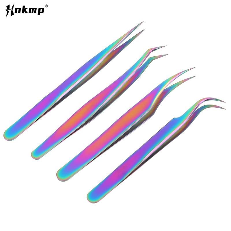 Tweezers For Eyelash Extensions Stainless Steel Sharp Eyebrow Clip Tweezer Color Trimming Eyebrows Professional Tools