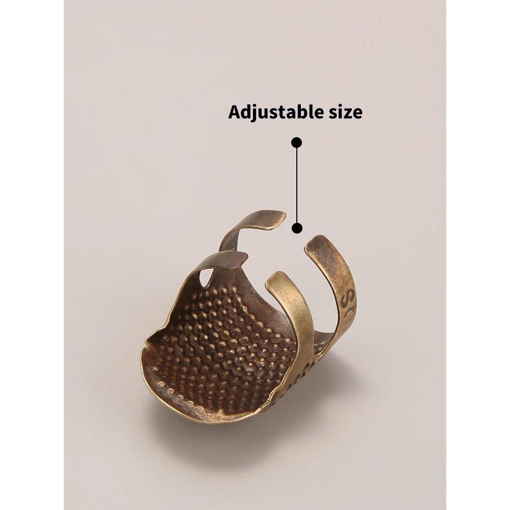 Ein großer und ein kleiner verstellbarer Retro-Fingerhutring, handgefertigt, rutschfest, Stickerei-Gegengewicht, Nadeldrücker